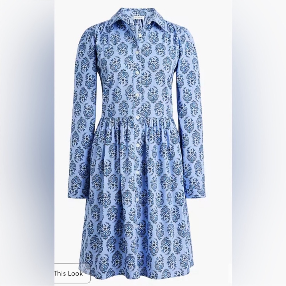 J.Crew women’s cotton long sleeve blue Collared mini shirtdress size 10 preloved - Picture 3 of 13